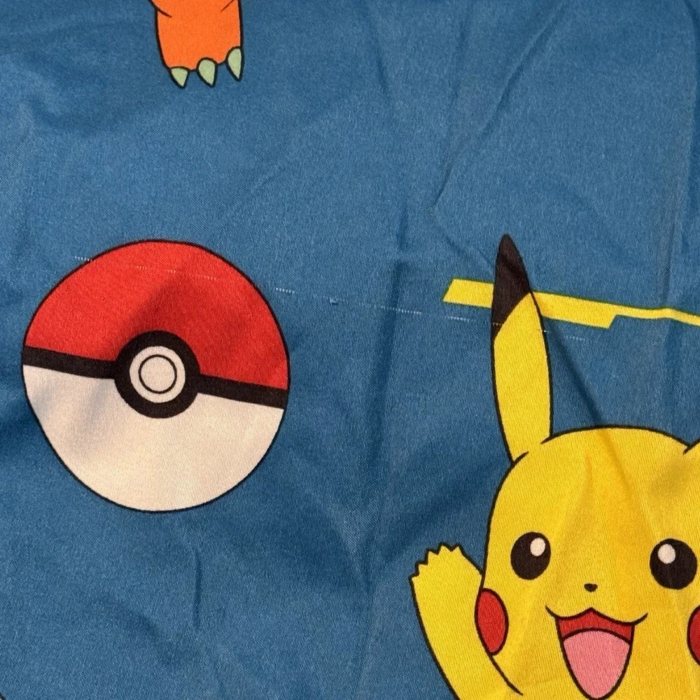 Pokemon Twin Size Fitted Sheet Polyester‎ Blue Pikachu Charizard Bulbasaur